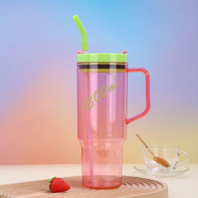 Buy Customized Logo 40 Oz Plastic Water Bottle With Handle Straw 1200ml  Large Capacity Plastic Reusable Water Bottles Safe With Sealed Double Wall online manufacture