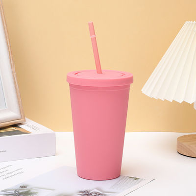 Buy Fashion Candy Color 450ml Water Bottle Insulated Double Wall Plastic Water Bottle With Straw For Milk Lightweight Customized Color And Logo online manufacture