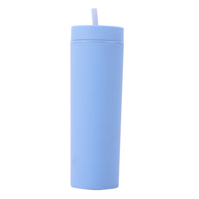 Buy Skinny Double Insulated Plastic Water Bottle Rubber Paint 16oz Plastic Water Bottle Straight Sippy Cup With Splash Proof Lids Easy To Clean online manufacture