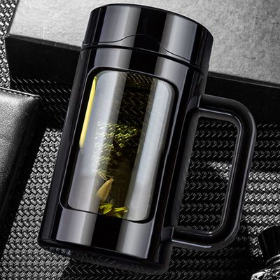 Buy Multipurpose Office Business Gift Portable  Glass Water Bottle With Handle Glass Bottle With Tea Strainer Unique Tea Separation Design And Functionality online manufacture