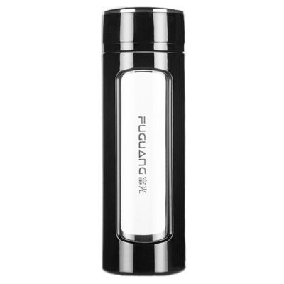 Buy Elegant Portable Large Capacity Double Glass Water Bottle Tea Infuser Multipurpose 400ml Custom LOGO Printing Leak Proof Glass Bottle As Gift online manufacture