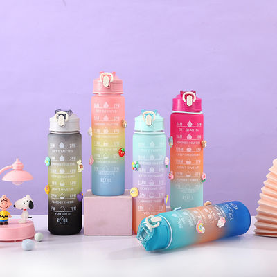 Buy Lightweight 550/750/1000ML Gradient Color Plastic Motivational Water Bottle Set Of 4 Bpa Free Portable Plastic Water Bottle Set OEM ODM  Service Available online manufacture