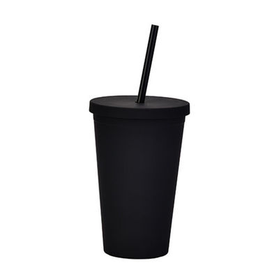 Buy Lightweight Custom Personalized Black Matte Plastic Boba Cup 16 Oz Plastic Tumbler With Lid And Straw Double Wall Construction  100% BPA Free online manufacture