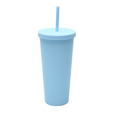 Buy 710ml Double Wall Plastic Tumbler Bulk Reusable Skinny 24 Oz Acrylic Tumbler With Lid And Straw For Water Iced Coffee Tea Soft Touch Finish online manufacture