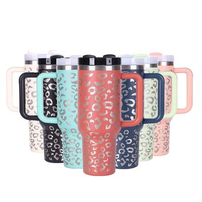 Buy Eco Friendly 40 Oz Stainless Steel Tumbler With Handle Insulated Simple Modern Leopard Tumbler 1200ml Portable Large Capacity Fits Most Car Cupholders online manufacture