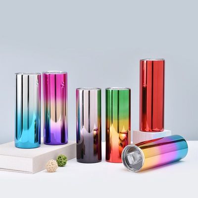 Buy 600ml Red Metallic Drink Ware Custom 20 Oz Stainless Steel Tumbler Skinny Sublimation Wine Tumblers Executive Mirror Chrome Water Mug Straight Body online manufacture
