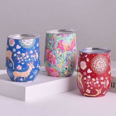 Buy Unbreakable Powder Coated Stainless Steel Tumbler Insulated 12 Oz Tumblers Egg Shape With Sliding Lid Double Vacuum Insulation Wall Leakproof online manufacture