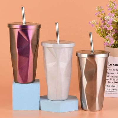 Buy Fashionable Design 480ml Personalized Stainless Steel Mug With Straw Country Style Gradient  Irregular Stainless Steel Tea Mug For Traveling online manufacture