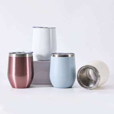 Buy Bulk 12 Pack 12oz Stainless Steel Stemless Wine Glass Tumblers With Lids And Straws Vacuum Insulated Coffee Mug For Cold Hot Drinks online manufacture