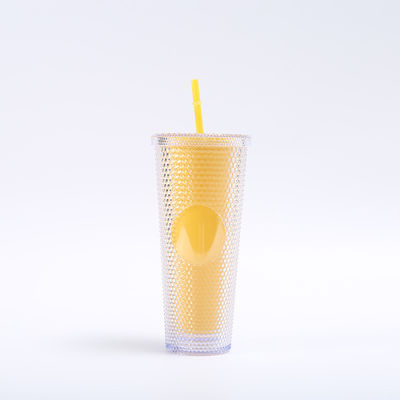 Buy DIY Studded Tumbler With Lid And Straw Reusable Plastic Acrylic Cup Double Walled Iridescent Travel Tumbler For Iced Coffee Cold Water Smoothie Wide Mouth Spill Proof online manufacture