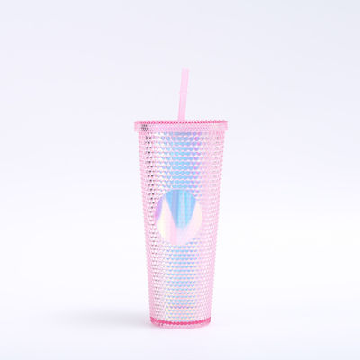 Buy Iridescent Studded Double-Wall Plastic Tumbler With Lid Straw For DIY Customization Iced Coffee  Water BPA-Free online manufacture