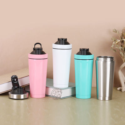 Buy Portable Stainless Steel Shaker Double Section Metal Protein Shaker Bottle With Scale For Gym online manufacture