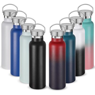 Buy Stainless Steel Sports Water Bottles Bulk 17oz Double Wall Insulated Bottle With Handle And Wooden Leakproof Lid Metal Water Bottle Outdoor For Cyclists Runners online manufacture