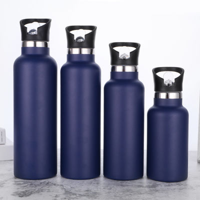 Buy Black Stainless Steel Water Bottles 24 Ounce Vacuum Insulated Double Wall Travel Bottle With Leak-Proof Straw Lid Of Handle Metal Reusable Standard Mouth Flask Thermoses For School Hikers online manufacture