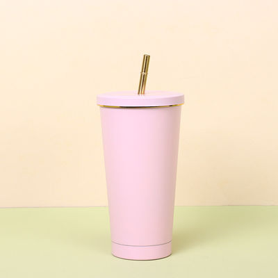 Buy 24oz Large Reusable Eco-Friendly Tumbler With Wide Soft Tip Metal Straw , Leak-Proof Lid - Perfect For Boba , Smoothies , Iced Coffee , Hot Or Cold Drinks online manufacture