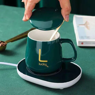 Buy Personalization Stylish 420ml Ceramic Espresso Cups Ceramic Coffee Mug With Lid And Handle And Heated Base 420ml USB Powered Customizable Colors Designs online manufacture