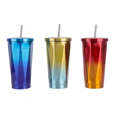Buy Kids Double Wall Insulation 304 Stainless Steel With Straw And Lids Custom Logo Printed online manufacture