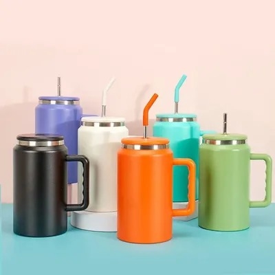 Buy Custom Colors Food Grade 50 Oz Stainless Steel Tumbler Vacuum Insulated Coffee Tumbler No Spill With Straw Handle Keeping Drink Hot Cold 12-24 Hours online manufacture