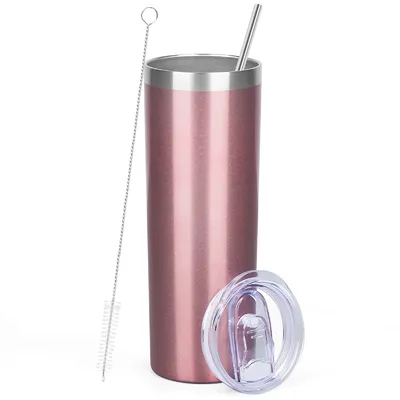 Buy Great Insulation 600ml Skinny Stainless Steel Tumbler Straight Blank White 20 Oz Insulated Tumbler With Lid And Straw Individually Gift Boxed online manufacture