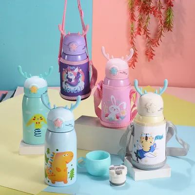 Buy OEM/ODM Acceptable 500ml 16oz Kids Water Bottle With Straw Thermos BPA Free Vacuum Insulated Leak-Proof Perfect For Girls Boys Sports online manufacture