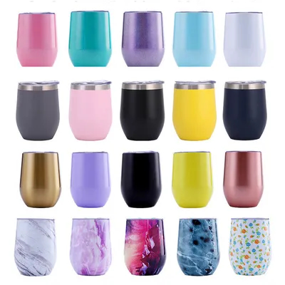 Buy 12 Oz Insulated Wine Tumbler With Lid And Straw Stainless Steel Stemless Wine Tumbler online manufacture