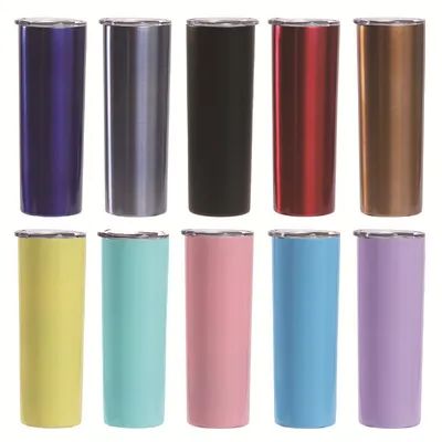 Buy 20 Oz Skinny Sublimation Blanks Stainless Steel Skinny Tumbler With Lid And Straw Double Wall Vacuum Insulated Sublimation Tumblers online manufacture