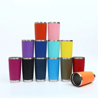 Buy Travel Coffee Tumbler 20 Oz Insulated Mug With Lid Stainless Steel Cup For Hot And Cold Drinks Powder Coated Yellow online manufacture