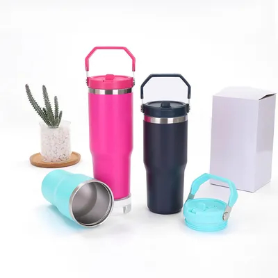 Buy 30 Oz Tumbler With Handle And Straw Lid Leakproof Double Insulated 30oz Cup Stainless Steel online manufacture