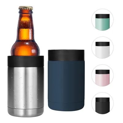 Buy 380ML Personalized Double Wall Stainless Steel Vacuum Flask Keep Cold Insulated Beer Cooler Holder Fits All 16OZ Slim Cans Easy To Use online manufacture