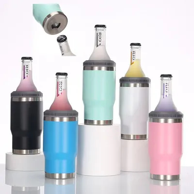 Buy Stylish 360ml Personalized Insulated Beer Can Holder Double Wall Stainless Steel Vacuum Cup With 2 Lids 4 In 1 Design Food Grade Eco Friendly online manufacture