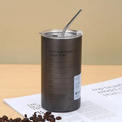 Buy Creative Iced Americano Insulated Tumbler Coffee Cup , Stainless Steel Tumbler With Lid And Straw Travel Coffee Mug For Men Women online manufacture