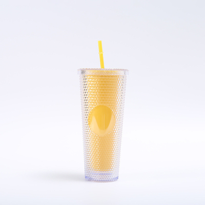 Buy DIY Studded Tumbler With Lid And Straw Reusable Plastic Acrylic Cup Double Walled Iridescent Travel Tumbler For Iced Coffee Cold Water Smoothie Wide Mouth Spill Proof online manufacture