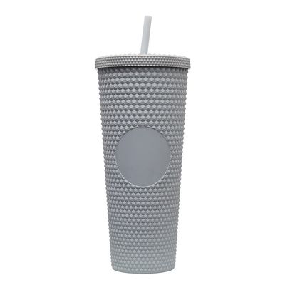 Buy Double Wall Insulation 24oz Studded Tumbler Diamond Durian Pineapple Plastic Matte Black Studded Cup Coffee Tumbler With Lid Straw Fashionable online manufacture