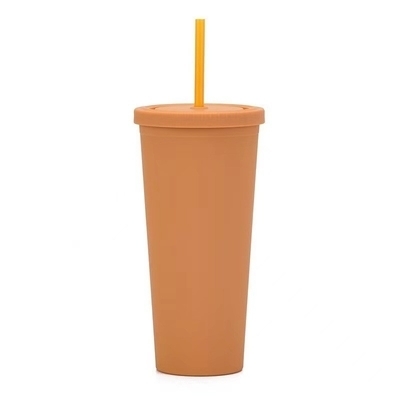 Buy 450ml 650ml 22oz Plastic Travel Tumbler With Straw And Lid 6 Vibrant Colors Reusable Plastic Coffee Tumbler Eco Friendly Customized Acceptable online manufacture