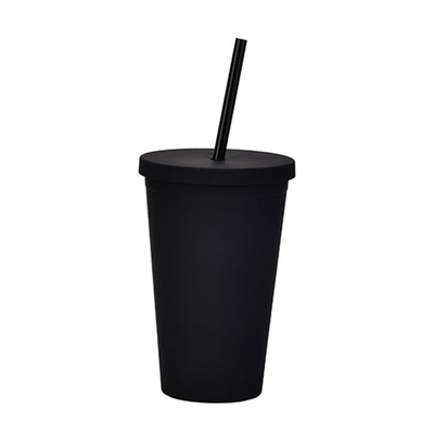 Buy Lightweight Custom Personalized Black Matte Plastic Boba Cup 16 Oz Plastic Tumbler With Lid And Straw Double Wall Construction  100% BPA Free online manufacture