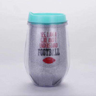 Buy 300ml Double-layer Egg-shaped Plastic Cup With U-shaped Straw Comes With Straw For PET Glitter online manufacture