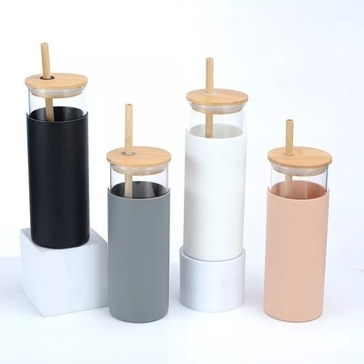 Buy Reusable Design 20oz 17oz Water Bottle Residential Glass Juice Tumbler Glass Drinking Bottle With Silicone Sleeve Eco Friendly Stylish online manufacture