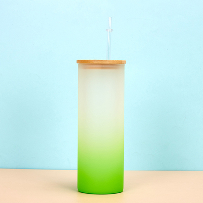 Buy 360/480ML 2Pack 16oz Glass Water Bottle Gradient Frosted Glass Sublimation Water Bottle With Bamboo Lids Lightweight High Durability online manufacture
