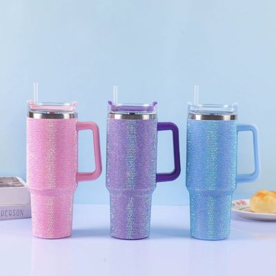 Buy Cross-border Large capacity Diamond-adorned Handle Mug Creative & Stylish Car Water Cup Customized Gem-encrusted Drinkware online manufacture