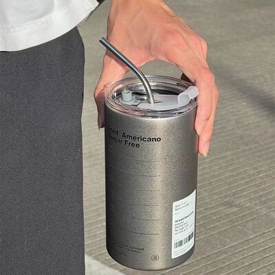 Buy Niche Coffee Tumbler Stainless Steel Fashionable And Trendy Straw Cup Portable Office Simple High Appearance Level Insulated Flask online manufacture