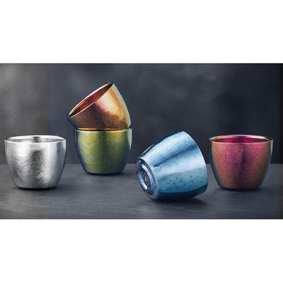 Dishwasher Safe Titanium Tea Cup Set Hammered Finish 56ml Titanium Coffee Cup Compact Elegance Metal Tea Cup Easy To Clean  100% Recyclable Material