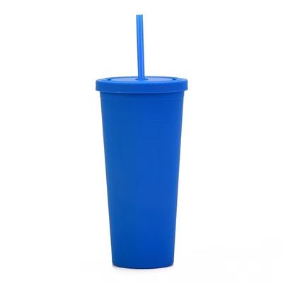 Customization Lightweight Insulated Plastic Tumblers Double Wall Sports Reusable Plastic Iced Coffee Cups With Straw 17*10.2cm/28.2*10.5cm