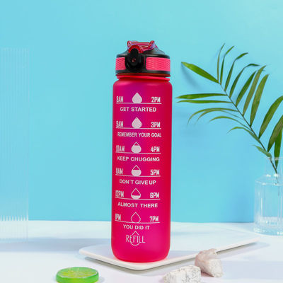 Leakproof BPA Free Personalized Motivational Drinking Water Bottle With Hourly Markings & Straw To Ensure You Drink Enough Water Throughout The Day