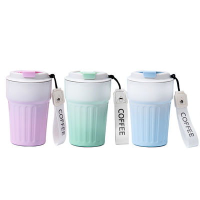 16 Oz Travel Coffee Mug Spill-Proof Insulated Stainless Steel Coffee Mug With Lid & Silicone Sea, Double Wall Vacuum Travel Coffee Tumblers, Cup Holder Friendly Reusable Thermos-Lilac