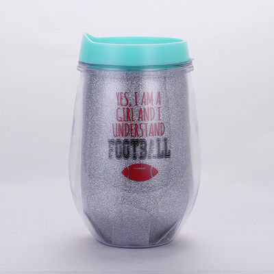 300ml Double-layer Egg-shaped Plastic Cup With U-shaped Straw Comes With Straw For PET Glitter
