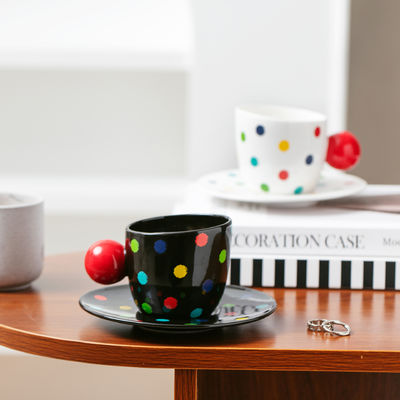 Creative Ceramic Cups And Plates Colorful Polka Dot Coffee Cups High Appearance Level Office Cups Couple's Home Drinking Cups Mugs