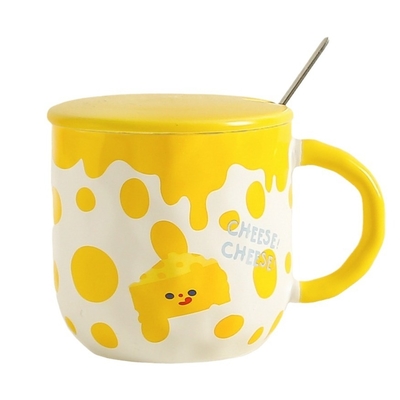 Cute cheese cartoon ceramic cup couple student drinking cup creative flower mug office coffee cup