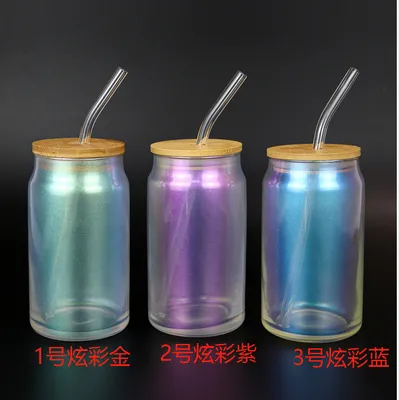 Color Glass Cups With Lids And Straws 18oz Borosilicate Glass Iced Coffee Cups Smoothie With Bamboo Lid Glass Straw Reusable Colorful Glassware Sets 4 Packs