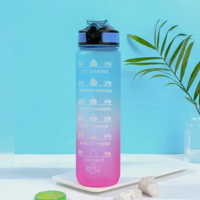 Leakproof Tritan Water Bottle 32oz Water Bottle With Time Marker BPA Free Ensure You Drink Enough Water For Fitness Gym Camping Outdoor Sports