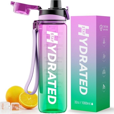 Tritan 32 Oz Motivational Water Bottle BPA Free 5507501000ML Sports Time Track Water Bottle Wide Mouth Leakproof Fashion As Gift For Christmas